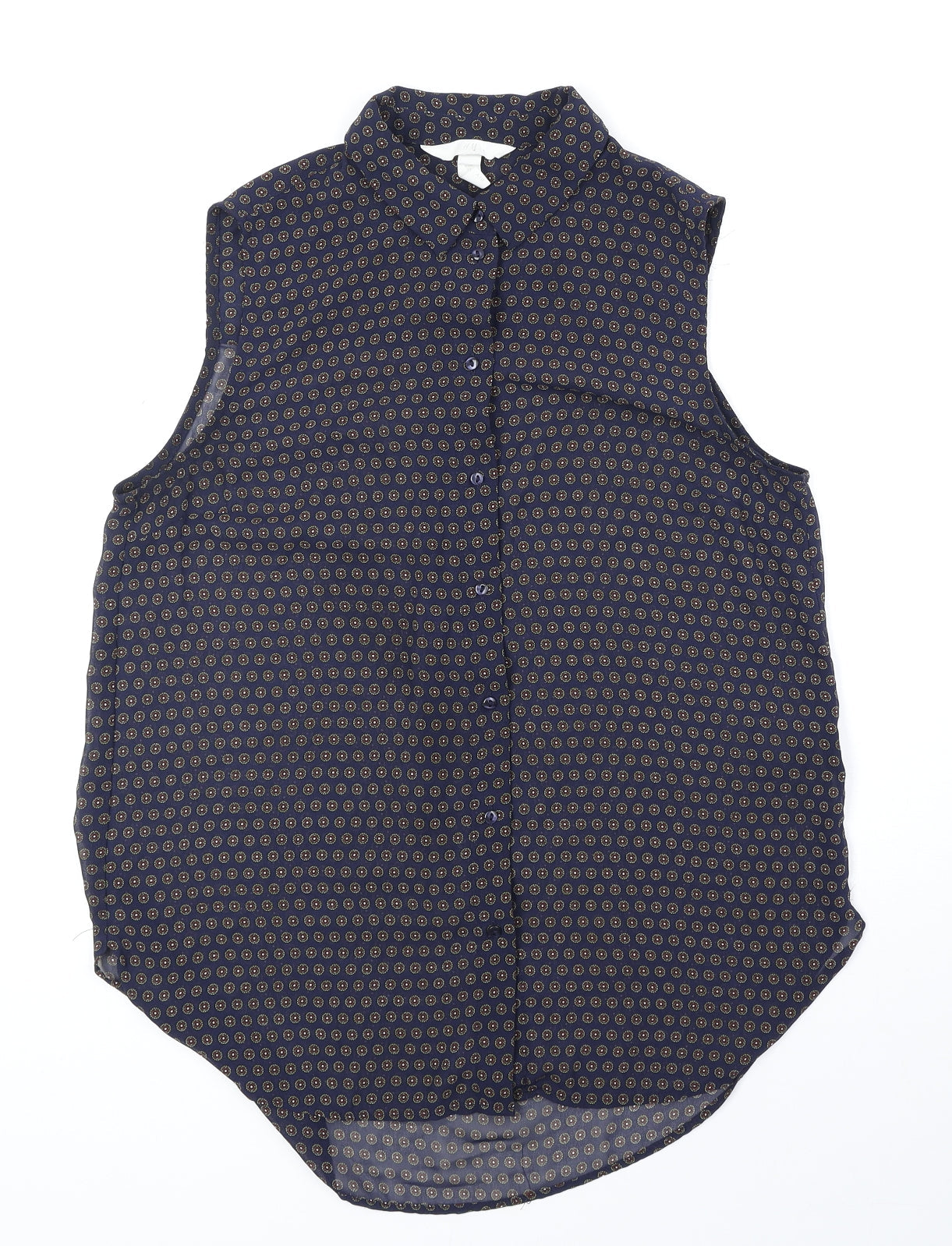 Womens UK Size 8 H&M Blue Basic Button-Up