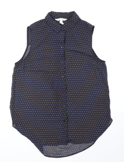 Womens UK Size 8 H&M Blue Basic Button-Up