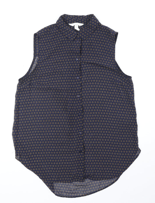 Womens UK Size 8 H&M Blue Basic Button-Up