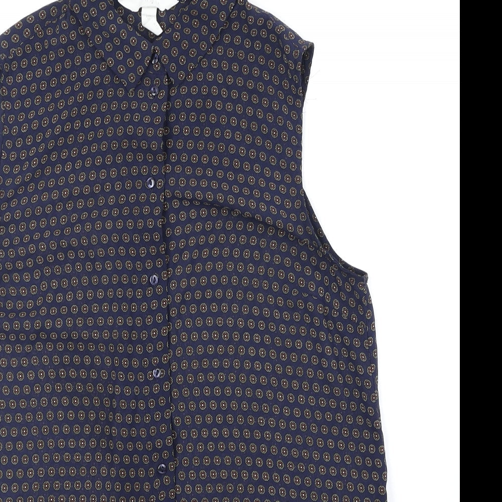 Womens UK Size 8 H&M Blue Basic Button-Up