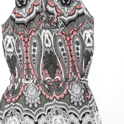 Monsoon Womens Multicoloured Paisley Viscose Basic Blouse Size 6 Scoop Neck