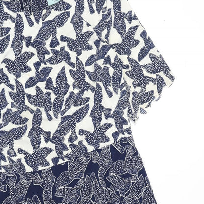 Dickens & Jones Womens Blue Geometric Polyester A-Line Size 10 Round Neck Zip - Bird