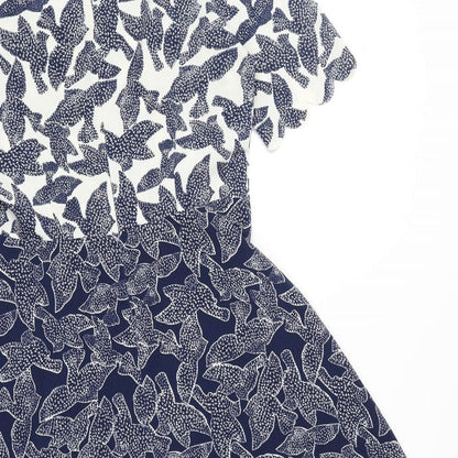 Dickens & Jones Womens Blue Geometric Polyester A-Line Size 10 Round Neck Zip - Bird