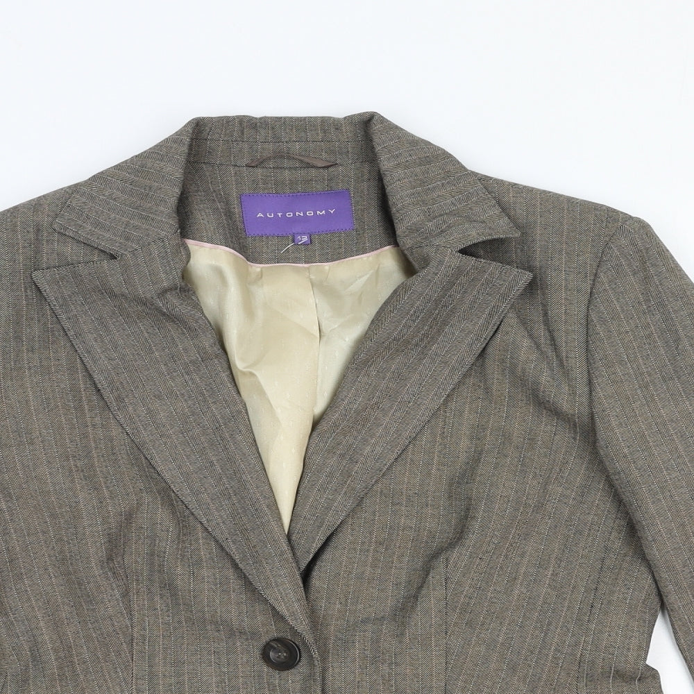 Atmosphere Womens Beige Polyester Jacket Blazer Size 12