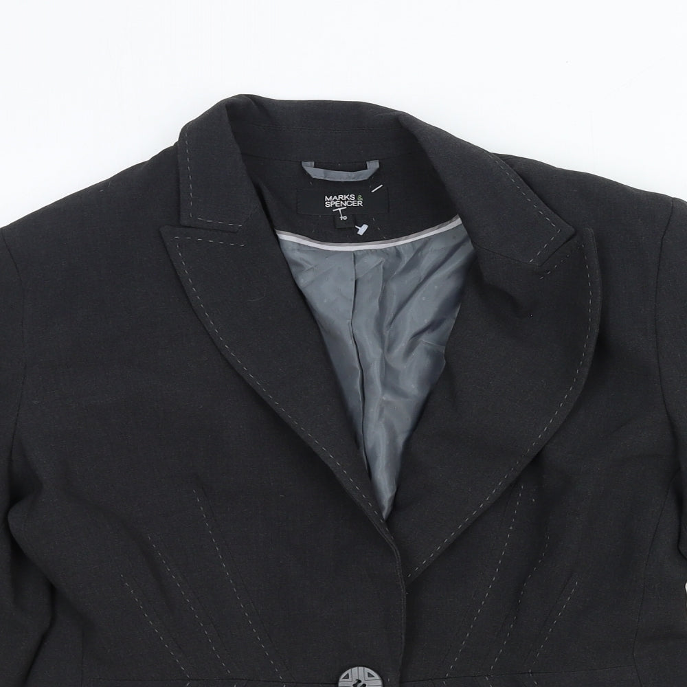 Marks and Spencer Womens Grey Polyester Jacket Blazer Size 10