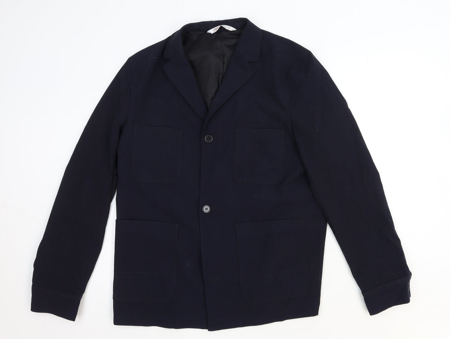 Zara Womens Blue Polyester Jacket Blazer Size M