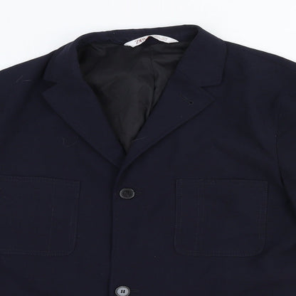 Zara Womens Blue Polyester Jacket Blazer Size M
