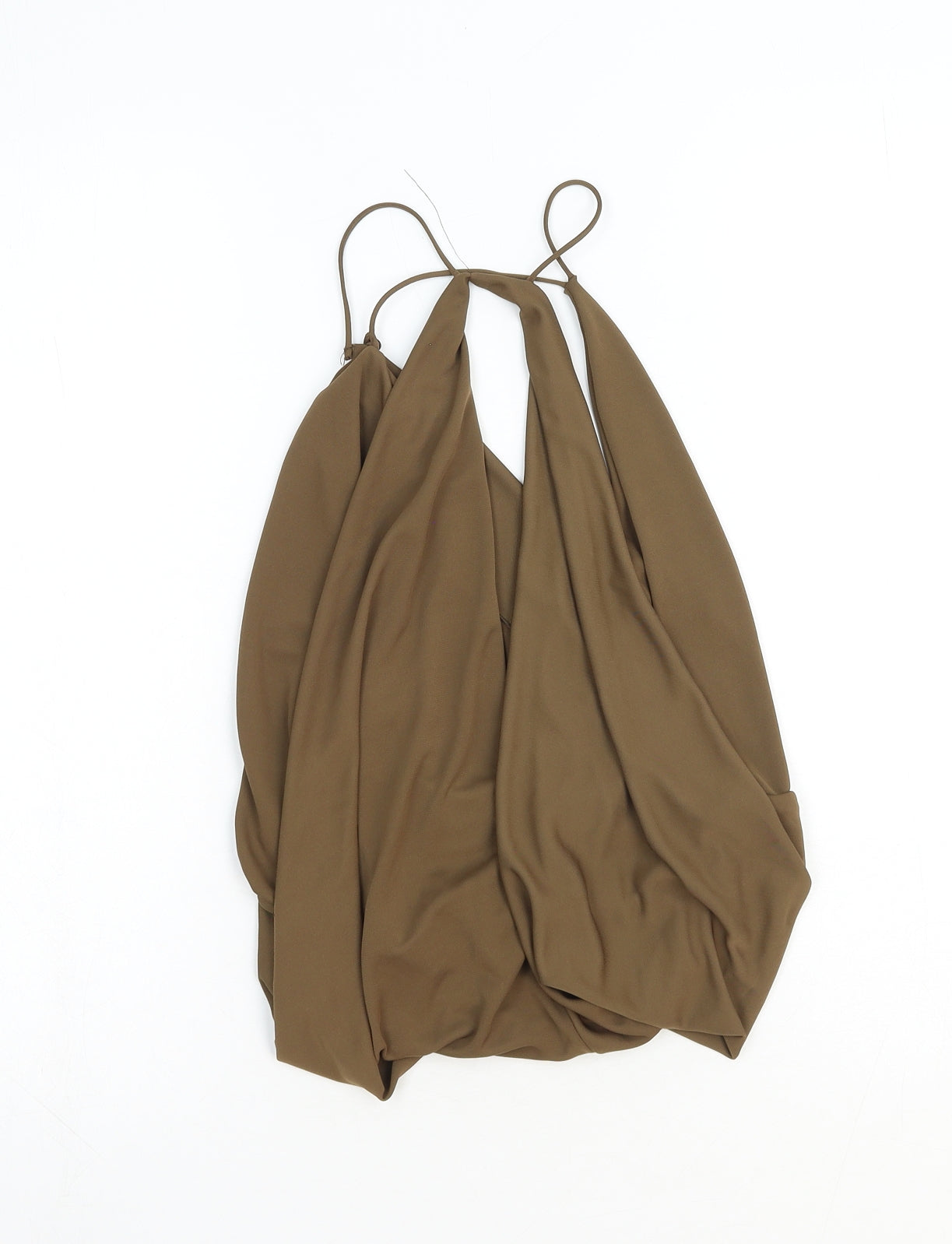 Womens UK Size S Zara Brown Basic Tank