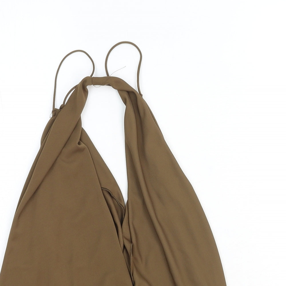 Womens UK Size S Zara Brown Basic Tank