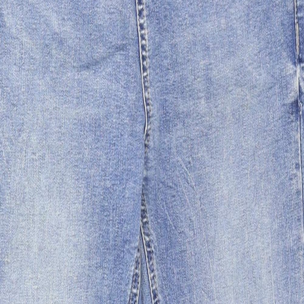 Denim & Co. Womens Blue Cotton Skinny Jeans Size 8 Regular Zip - Distressed Hems