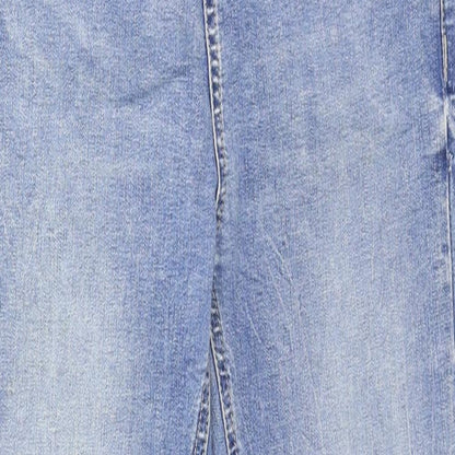 Denim & Co. Womens Blue Cotton Skinny Jeans Size 8 Regular Zip - Distressed Hems