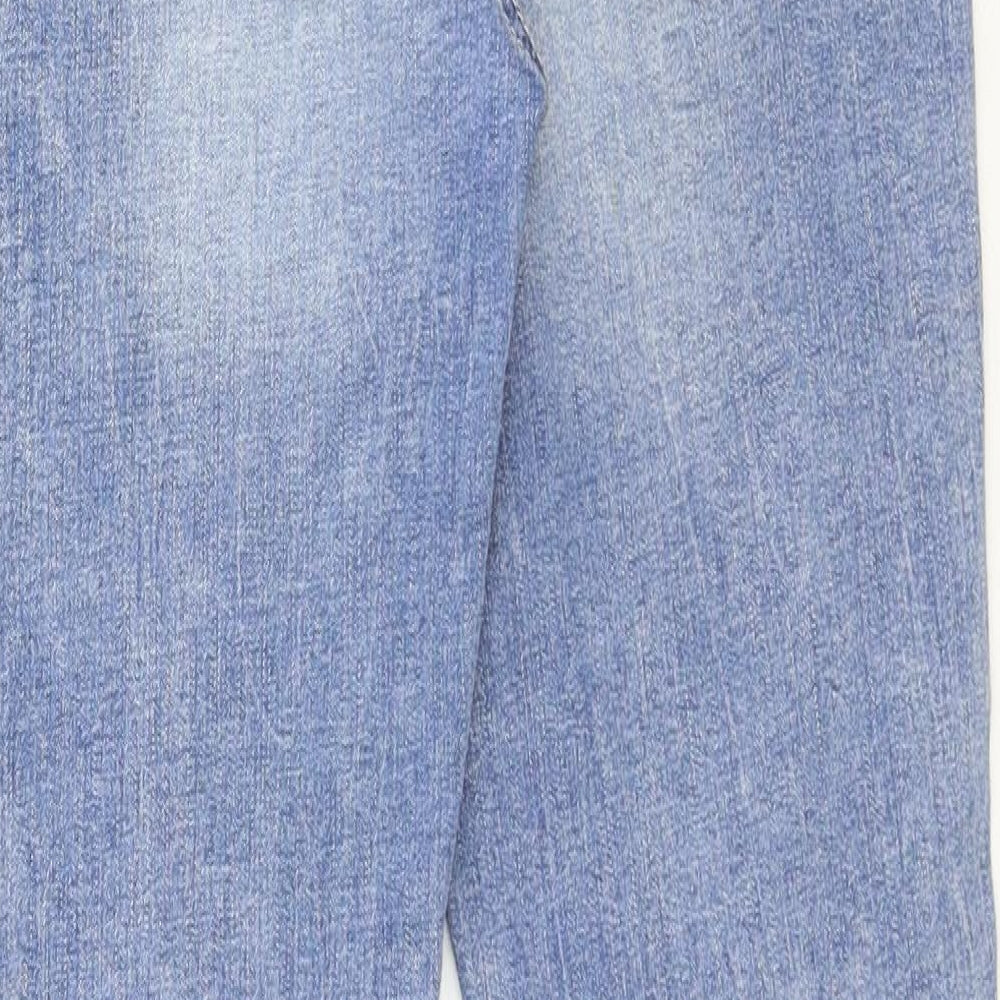 Denim & Co. Womens Blue Cotton Skinny Jeans Size 8 Regular Zip - Distressed Hems