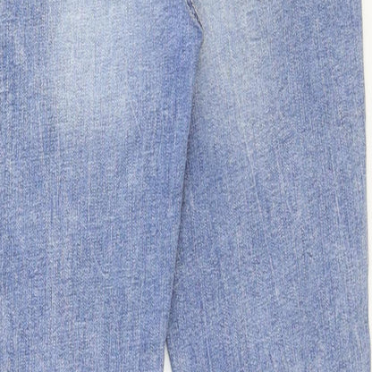Denim & Co. Womens Blue Cotton Skinny Jeans Size 8 Regular Zip - Distressed Hems