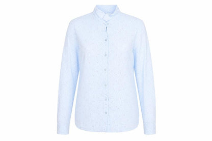 Aziz Womens Blue Geometric Polyester Basic Button-Up Size L Collared - Star Pattern