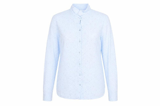 Aziz Womens Blue Geometric Polyester Basic Button-Up Size L Collared - Star Pattern