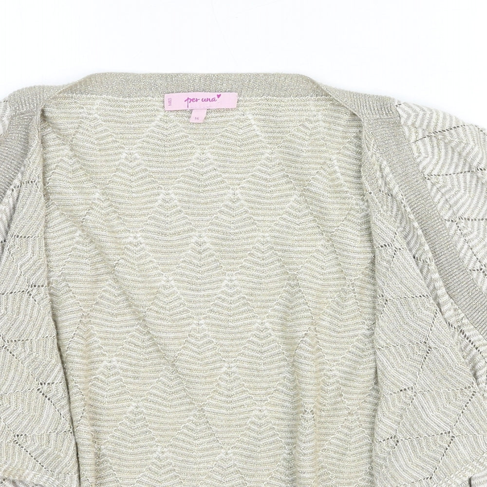Womens UK Size 16 Per Una Beige Cardigan Jumper