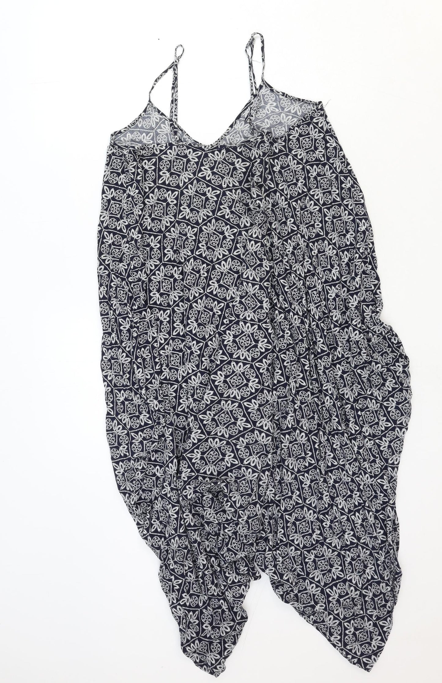 New Look Womens Blue Geometric Polyester Jumpsuit One-Piece Size 6 Pullover