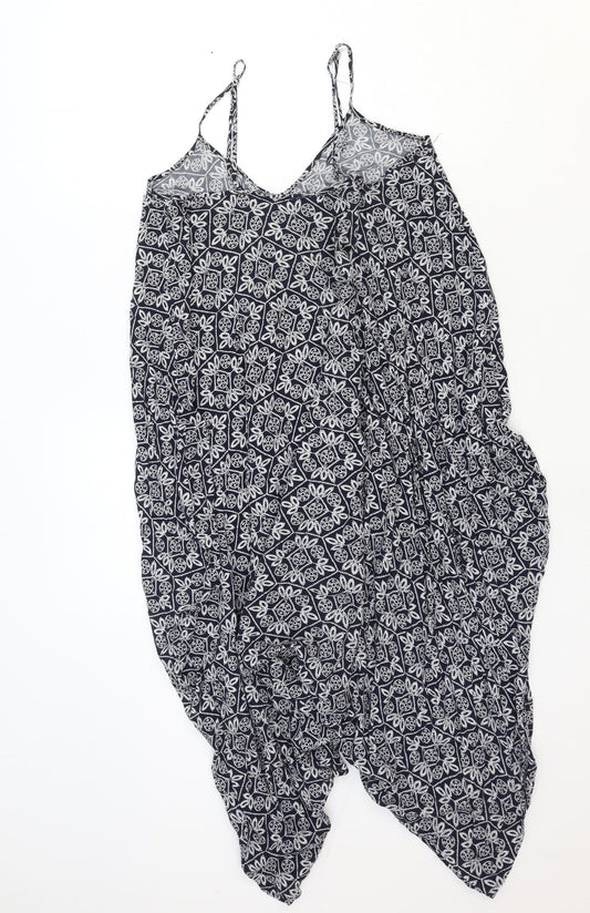 New Look Womens Blue Geometric Polyester Jumpsuit One-Piece Size 6 Pullover