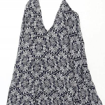 New Look Womens Blue Geometric Polyester Jumpsuit One-Piece Size 6 Pullover