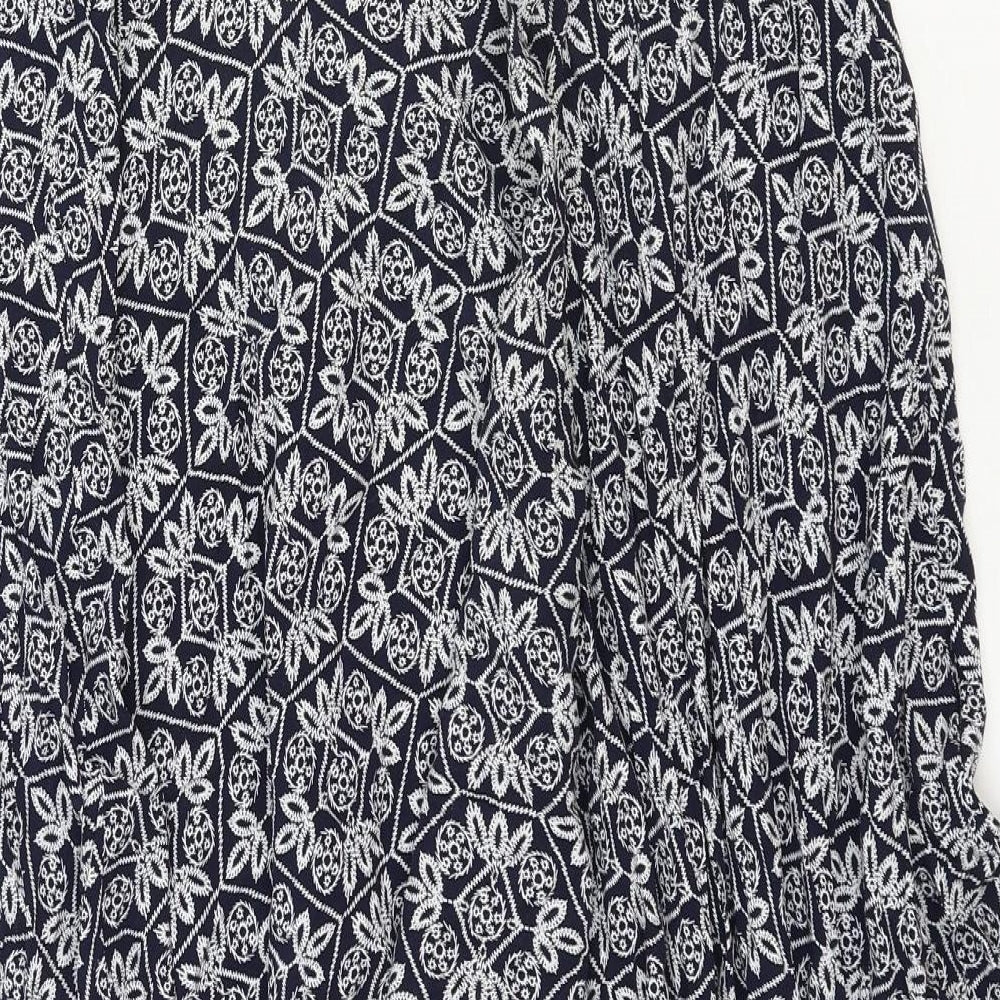 New Look Womens Blue Geometric Polyester Jumpsuit One-Piece Size 6 Pullover