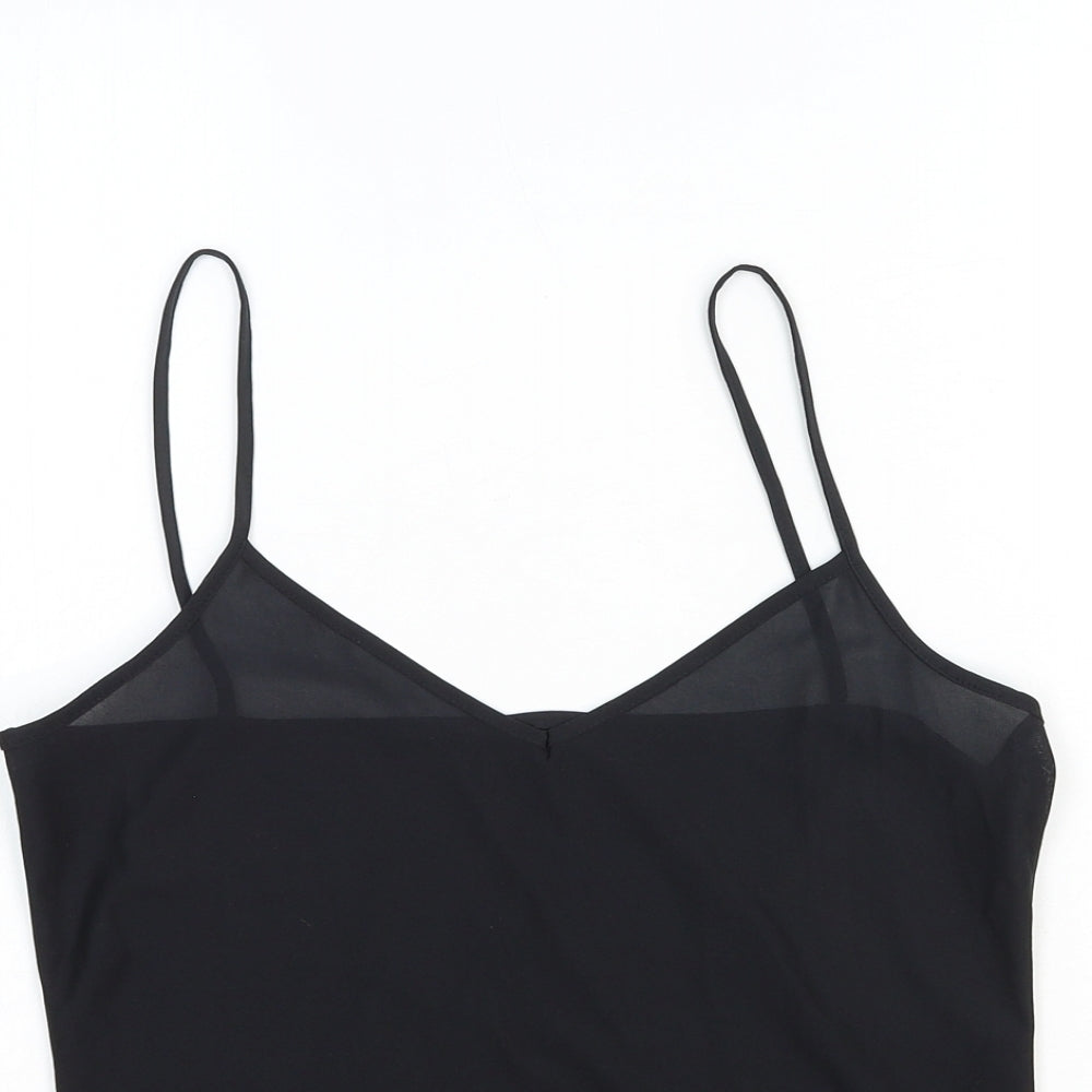 E-vie Womens Black Polyester Camisole Tank Size 10 V-Neck