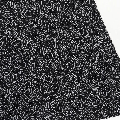 Ann Harvey Womens Black Floral Nylon Swing Skirt Size L