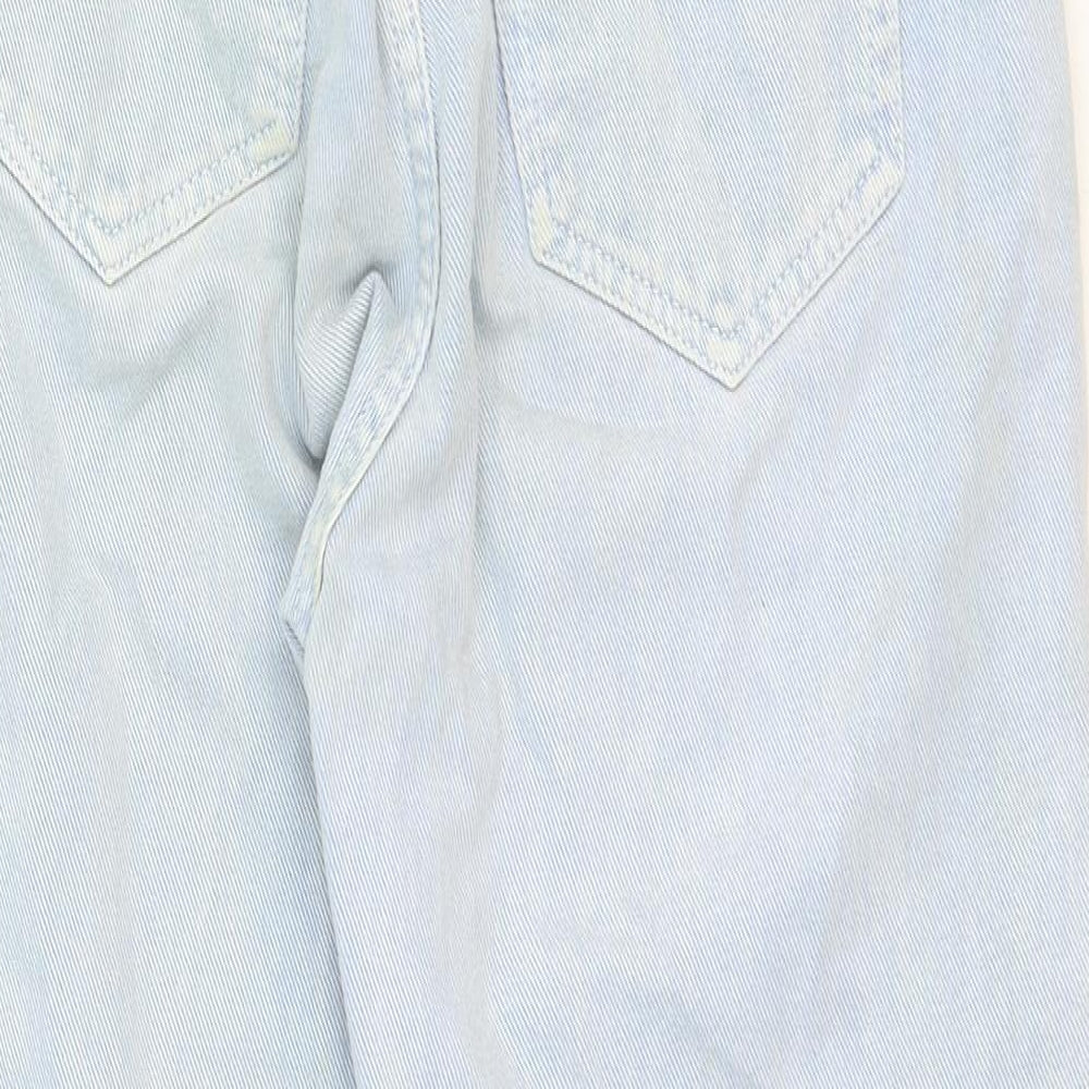 Pull&Bear Womens Black Cotton Straight Jeans Size 8 Regular Zip - Distressed Hems