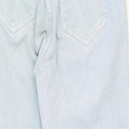 Pull&Bear Womens Black Cotton Straight Jeans Size 8 Regular Zip - Distressed Hems