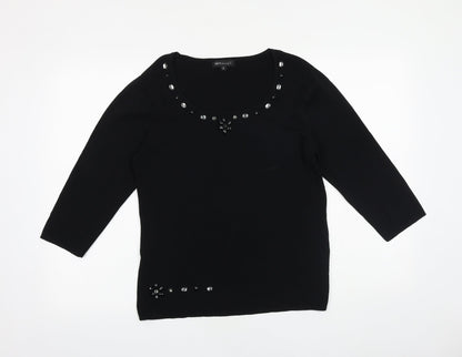 Womens UK Size 10 Sky Designs Black Basic T-Shirt