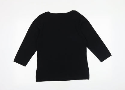 Womens UK Size 10 Sky Designs Black Basic T-Shirt