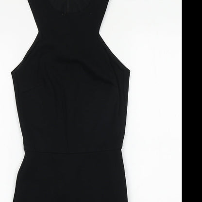 Zara Womens Black Herringbone Viscose Mini Size S Round Neck Zip