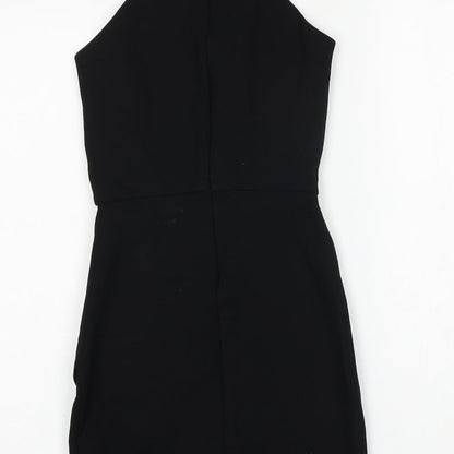 Zara Womens Black Herringbone Viscose Mini Size S Round Neck Zip