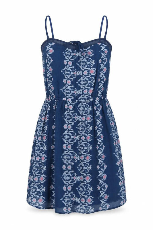 Hollister Womens Blue Geometric Viscose A-Line Size M Round Neck Zip