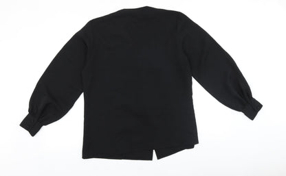 Saint claire Womens Black Polyester Basic Blouse Size 8 V-Neck