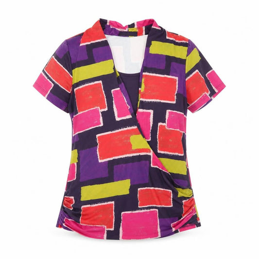 Womens UK Size 12 Kaleidoscope Multicoloured Basic Blouse
