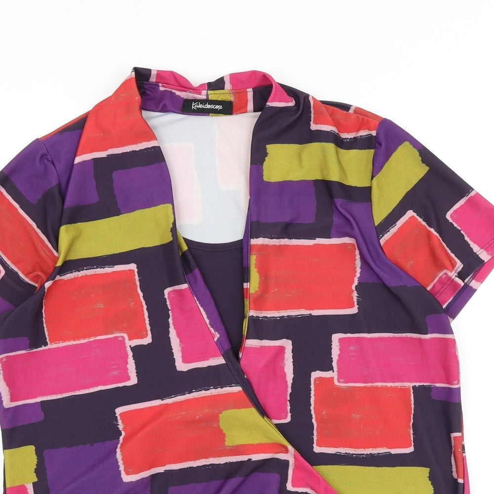 Womens UK Size 12 Kaleidoscope Multicoloured Basic Blouse