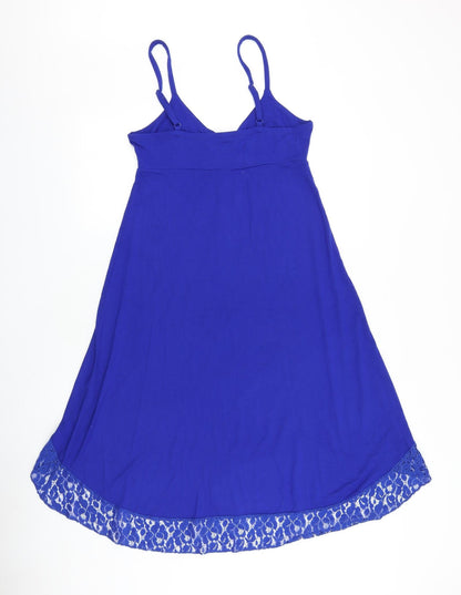 Kenar Womens Blue 100% Cotton Trapeze & Swing Size M V-Neck Pullover
