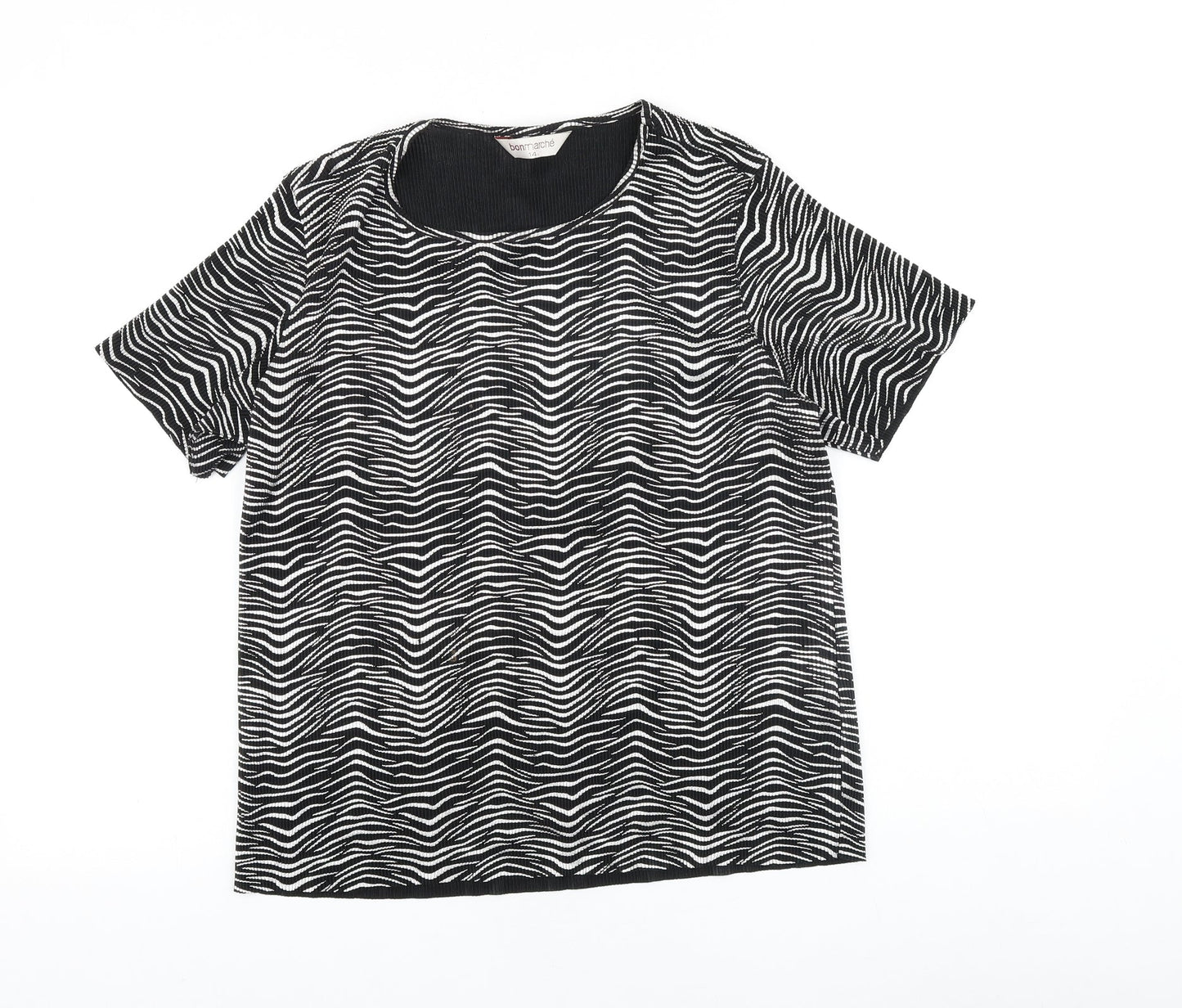 Womens UK Size 14 Bonmarché Black Basic T-Shirt