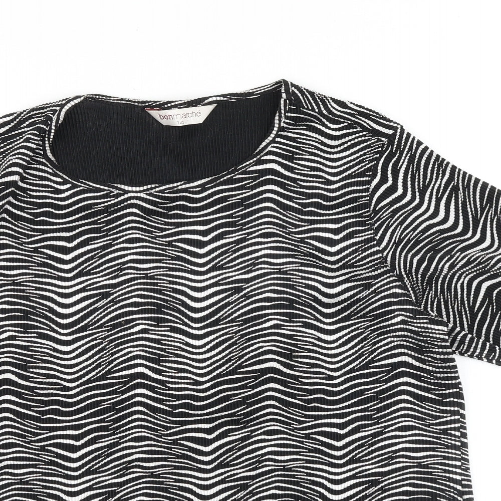 Womens UK Size 14 Bonmarché Black Basic T-Shirt