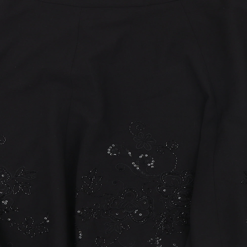 New Look Womens Black Geometric Polyester Swing Skirt Size 34 in Zip