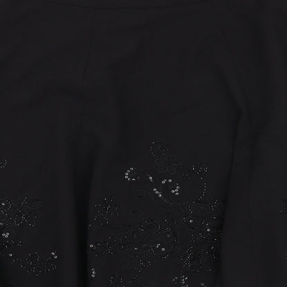 New Look Womens Black Geometric Polyester Swing Skirt Size 34 in Zip