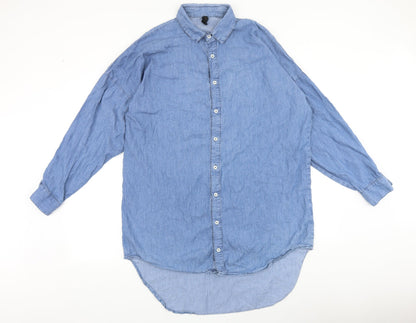 sweewe Mens Blue Cotton Polo Size M Collared Button