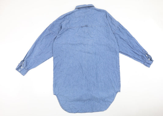 sweewe Mens Blue Cotton Polo Size M Collared Button