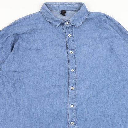 sweewe Mens Blue Cotton Polo Size M Collared Button