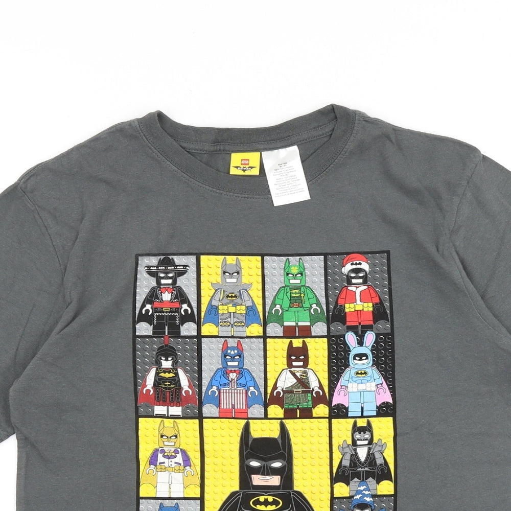 LEGO Boys Grey 100% Cotton Basic T-Shirt Size XL Round Neck Pullover - Batman