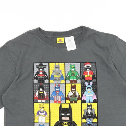 LEGO Boys Grey 100% Cotton Basic T-Shirt Size XL Round Neck Pullover - Batman