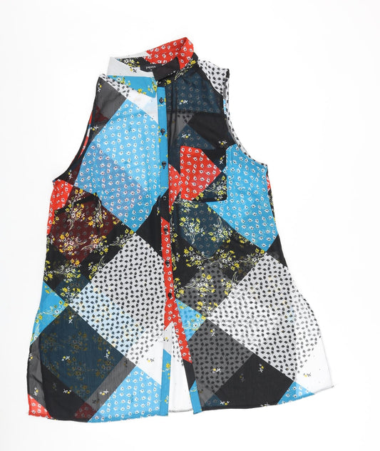 Papaya Womens Multicoloured Geometric Polyester Basic Button-Up Size 14 Collared