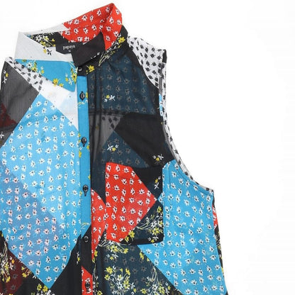 Papaya Womens Multicoloured Geometric Polyester Basic Button-Up Size 14 Collared