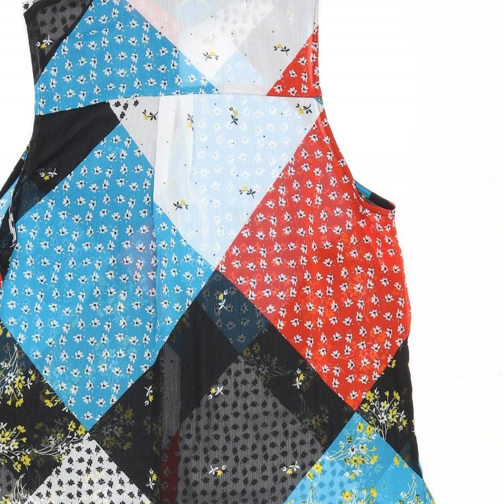 Papaya Womens Multicoloured Geometric Polyester Basic Button-Up Size 14 Collared