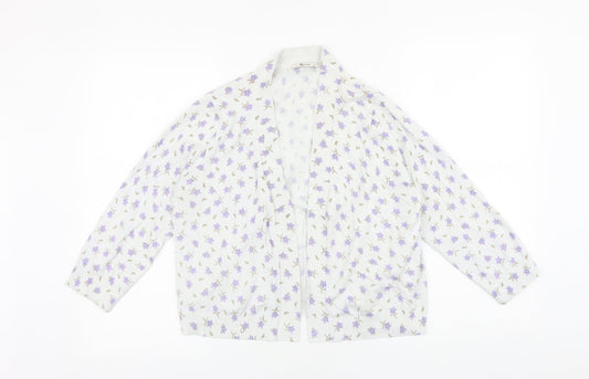 TU Womens White V-Neck Fair Isle 100% Cotton Cardigan Jumper Size 14